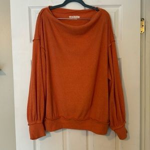 We the Free oversized ribbed orange top